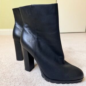 Aldo Black Leather Ankle Boots